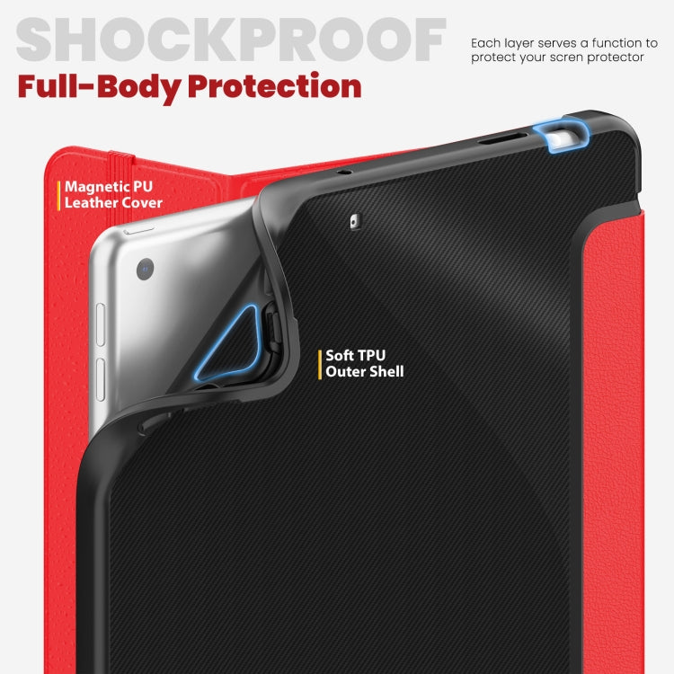 For iPad 10.2 2021 / Air 10.5 Carbon Fiber Leather Smart Tablet Case(Red) - iPad 10.2 Cases by buy2fix | Online Shopping UK | buy2fix