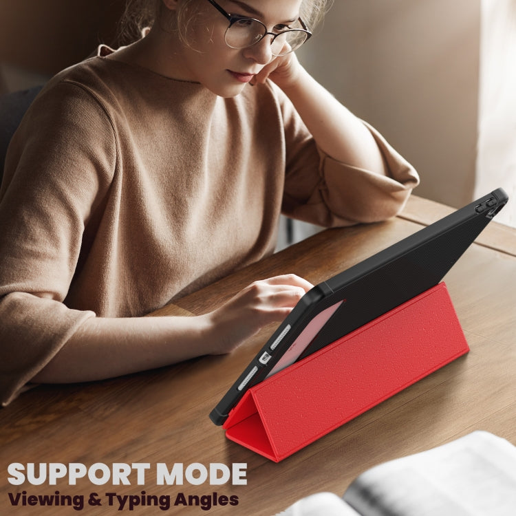 For iPad 10.2 2021 / Air 10.5 Carbon Fiber Leather Smart Tablet Case(Red) - iPad 10.2 Cases by buy2fix | Online Shopping UK | buy2fix