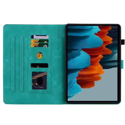 For Samsung Galaxy Tab S7 FE/S8+/S7+ Lily Embossed Leather Tablet Case(Green) by buy2fix