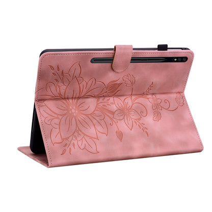For Samsung Galaxy Tab S7 FE/S8+/S7+ Lily Embossed Leather Tablet Case(Pink) by buy2fix