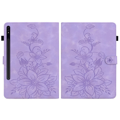 For Samsung Galaxy Tab S7 FE/S8+/S7+ Lily Embossed Leather Tablet Case(Purple) by buy2fix