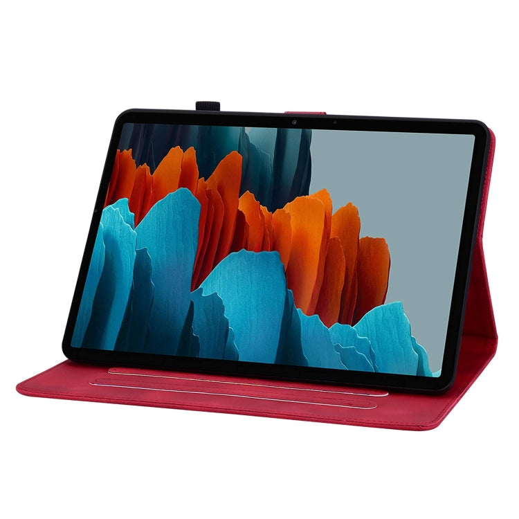 For Samsung Galaxy Tab S7 FE/S8+/S7+ Lily Embossed Leather Tablet Case(Red) by buy2fix