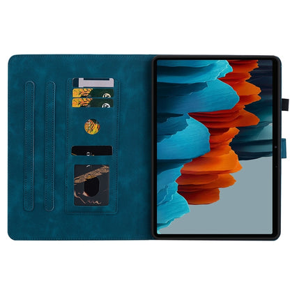 For Samsung Galaxy Tab S7 FE/S8+/S7+ Lily Embossed Leather Tablet Case(Dark Blue) by buy2fix
