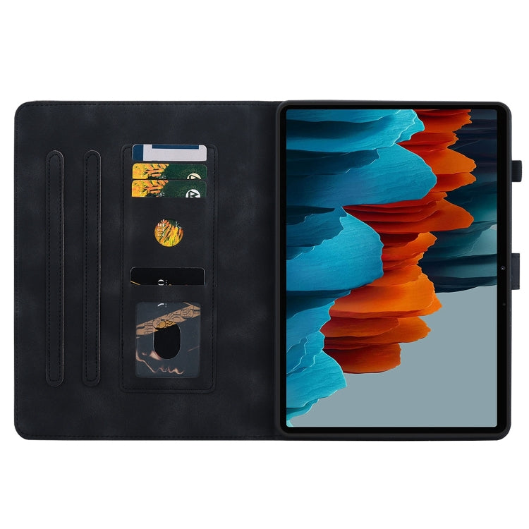 For Samsung Galaxy Tab S7 FE/S8+/S7+ Lily Embossed Leather Tablet Case(Black) by buy2fix