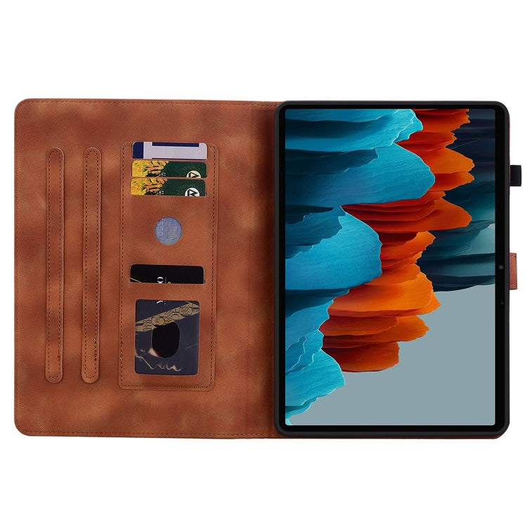For Samsung Galaxy Tab S7 / S8 Lily Embossed Leather Tablet Case(Brown) by buy2fix