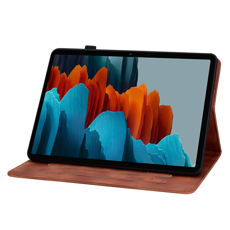 For Samsung Galaxy Tab S7 / S8 Lily Embossed Leather Tablet Case(Brown) by buy2fix