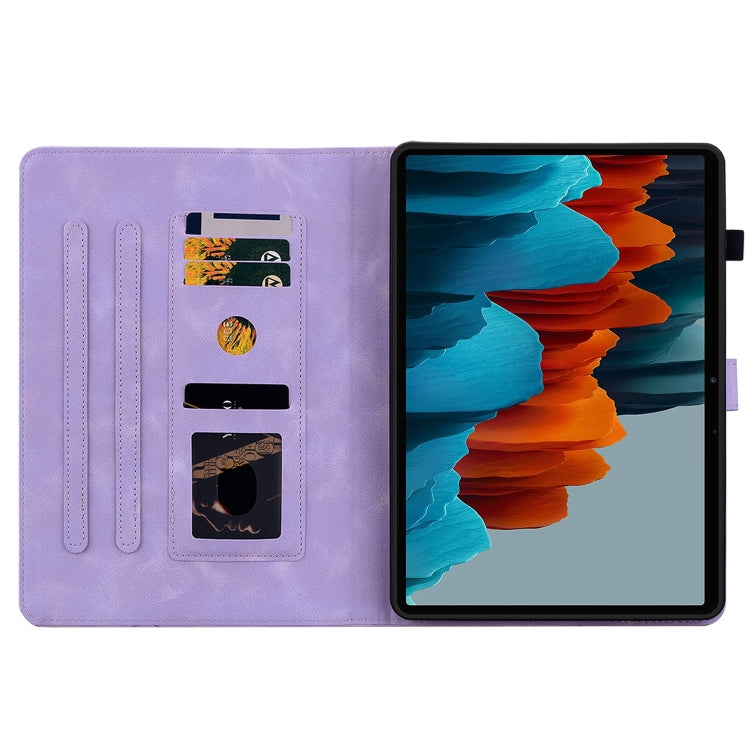For Samsung Galaxy Tab S7 / S8 Lily Embossed Leather Tablet Case(Purple) by buy2fix