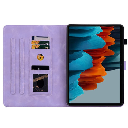 For Samsung Galaxy Tab S7 / S8 Lily Embossed Leather Tablet Case(Purple) by buy2fix