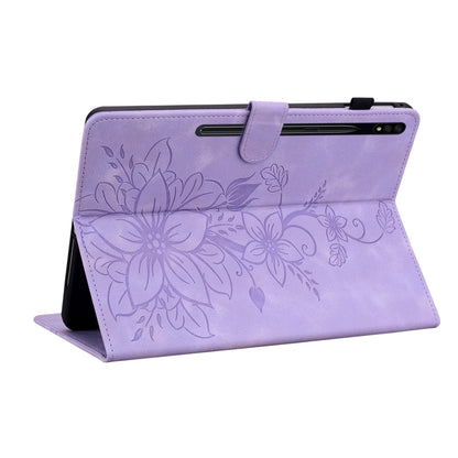For Samsung Galaxy Tab S7 / S8 Lily Embossed Leather Tablet Case(Purple) by buy2fix