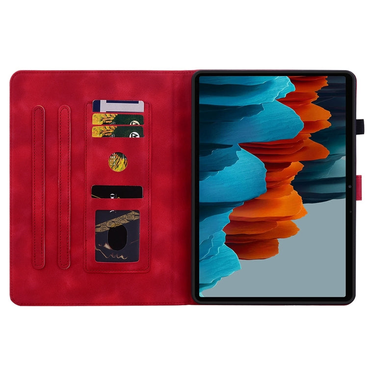 For Samsung Galaxy Tab S7 / S8 Lily Embossed Leather Tablet Case(Red) by buy2fix