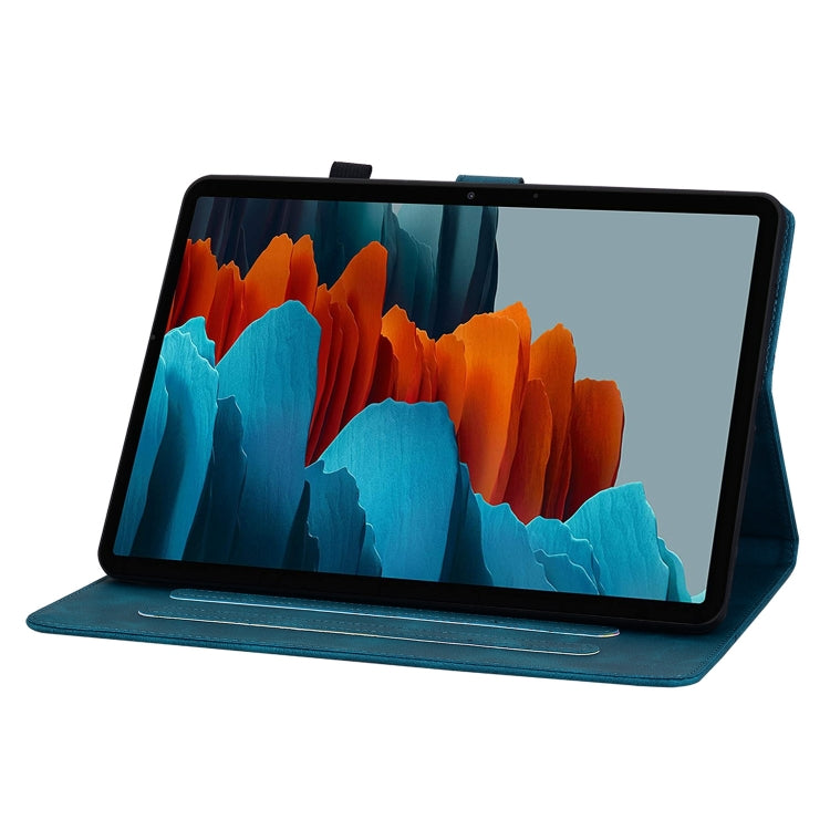 For Samsung Galaxy Tab S7 / S8 Lily Embossed Leather Tablet Case(Dark Blue) by buy2fix