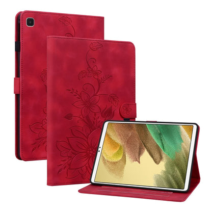 For Samsung Galaxy Tab A7 Lite 8.7 Lily Embossed Leather Tablet Case(Red) by buy2fix