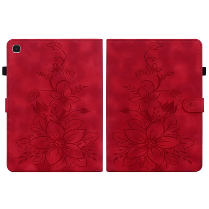 For Samsung Galaxy Tab A7 Lite 8.7 Lily Embossed Leather Tablet Case(Red) by buy2fix