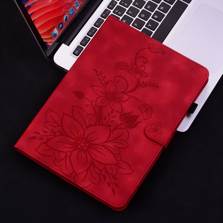 For Samsung Galaxy Tab S4 10.5 SM-T830/T835 Lily Embossed Leather Tablet Case(Red) by buy2fix
