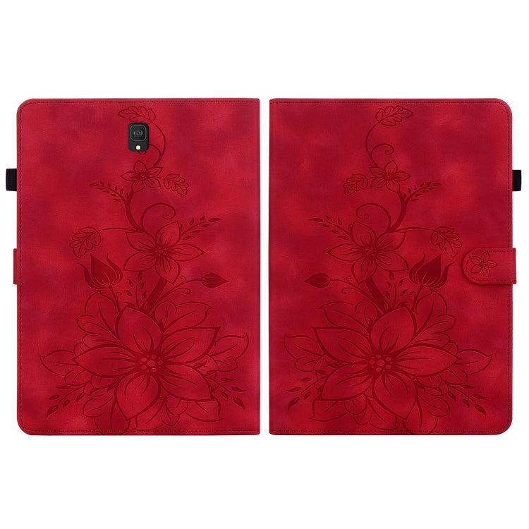 For Samsung Galaxy Tab S4 10.5 SM-T830/T835 Lily Embossed Leather Tablet Case(Red) by buy2fix
