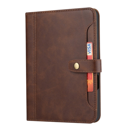 For iPad mini 2024 Calf Texture Double Fold Clasp Horizontal Flip Leather Smart Tablet Case(Brown) - iPad mini 2024 Cases by buy2fix | Online Shopping UK | buy2fix