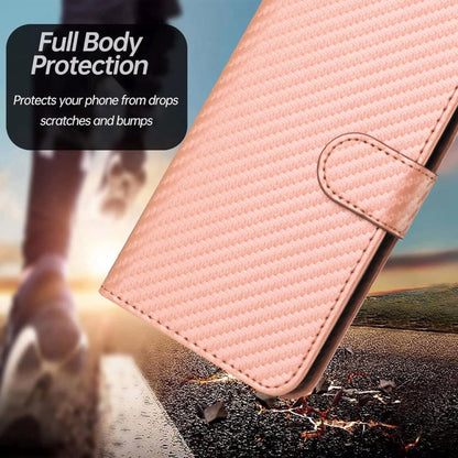 For OPPO Reno10 5G / Reno10 Pro 5G Global YX0070 Carbon Fiber Buckle Leather Phone Case with Lanyard(Pink) by buy2fix