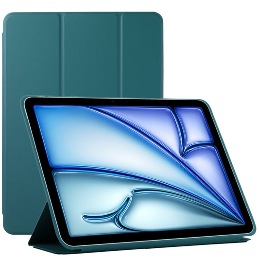 For iPad Air 11 2025 / 2024 Double-sided Clip Non-buckle Magnetic PU Smart Tablet Case(Dark Green) - iPad Air 11 2025 / 2024 Cases by buy2fix | Online Shopping UK | buy2fix