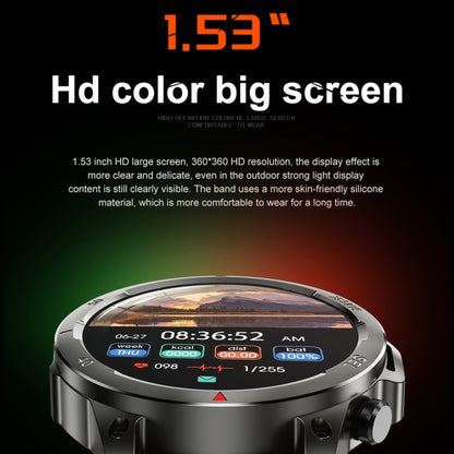 DK68 1.53 inch IP67 BT 5.0 Fitness Sport Smart Watch, Support LED Flashlight / Bluetooth Call / Sleep / Blood Oxygen / Heart Rate / Blood Pressure Health Monitor(Black) by buy2fix