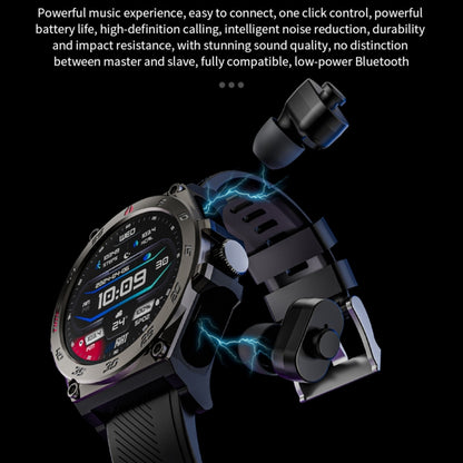 LC18 1.53 inch IP67 BT5.0 Sport Smart Watch with Earbuds, Support Bluetooth Call / Sleep / Blood Oxygen / Heart Rate / Blood Pressure Health Monitor(Black) by buy2fix