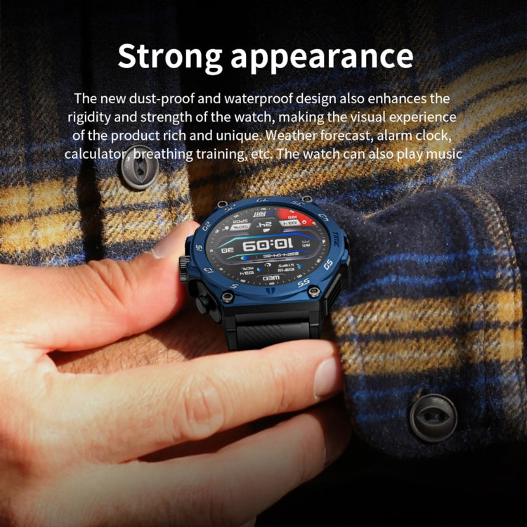 LC18 1.53 inch IP67 BT5.0 Sport Smart Watch with Earbuds, Support Bluetooth Call / Sleep / Blood Oxygen / Heart Rate / Blood Pressure Health Monitor(Blue) by buy2fix