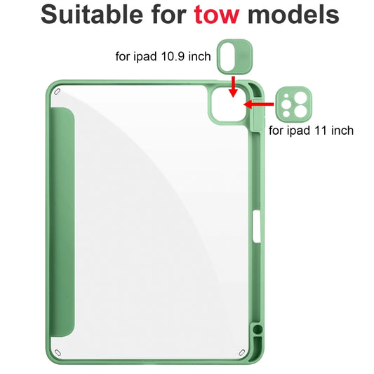 For iPad Air 11 2024 / 2025 Acrylic 3-folding Smart Leather Tablet Case(Green) - iPad Air 11 2025 / 2024 Cases by buy2fix | Online Shopping UK | buy2fix