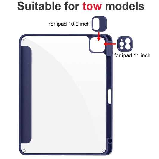 For iPad Air 11 2024 / 2025 Acrylic 3-folding Smart Leather Tablet Case(Dark Blue) - iPad Air 11 2025 / 2024 Cases by buy2fix | Online Shopping UK | buy2fix