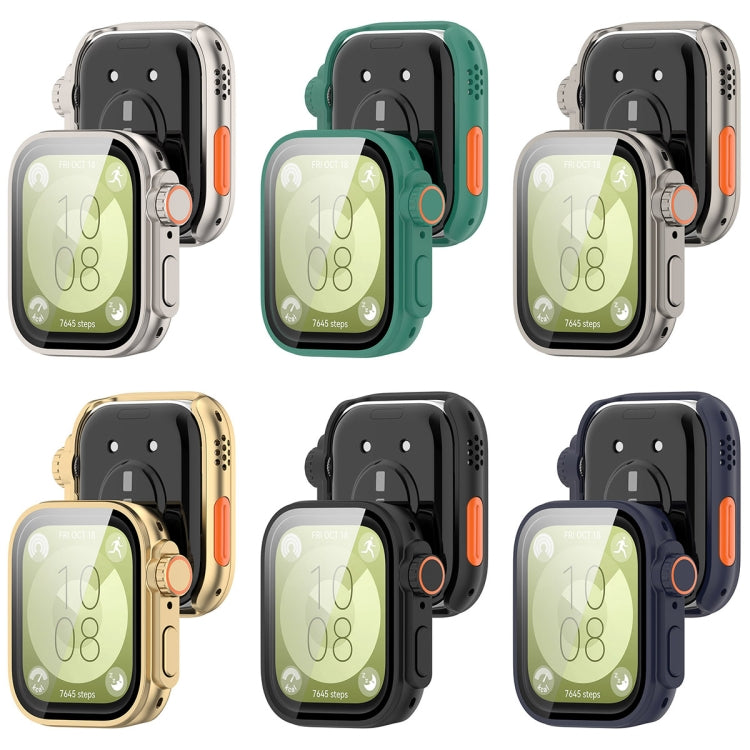 For Huawei Watch Fit3 PC + Tempered Glass Film Full Coverage Watch Protective Case(Black) by buy2fix