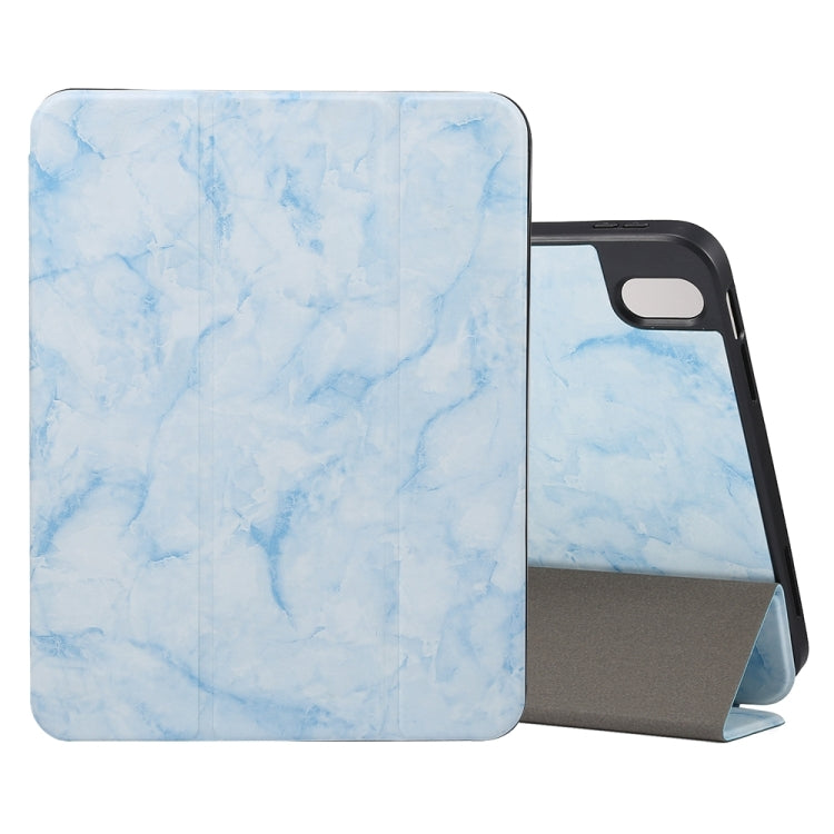 For iPad Air 11 2024 / 2025 Three-fold Marble Texture Protective Tablet Case with Pen Slot(Blue) - iPad Air 11 2025 / 2024 Cases by buy2fix | Online Shopping UK | buy2fix