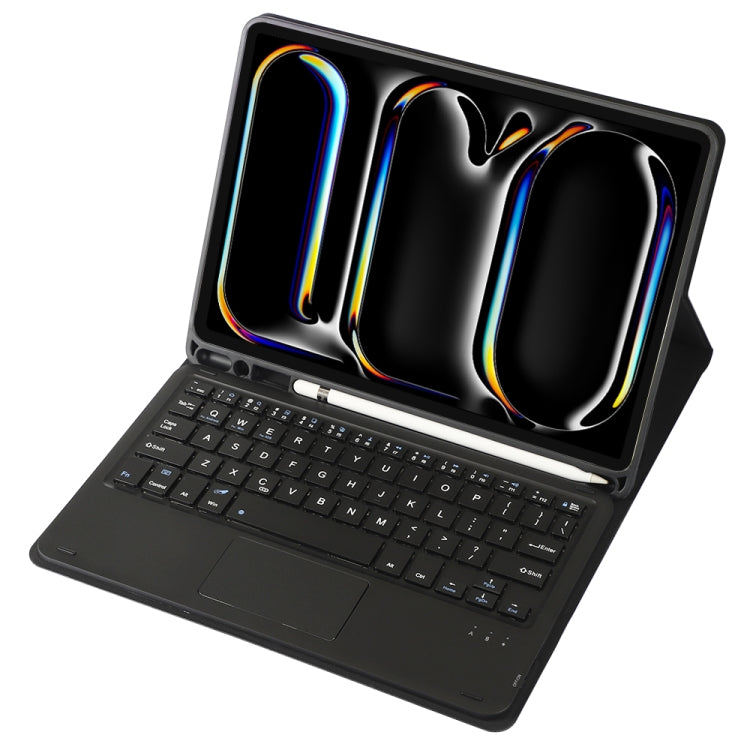 For iPad Pro 11 2024 A13B-A Lambskin Texture Bluetooth Touch Square Keyboard Leather Tablet Case with Pen Slot(Black) - For iPad Pro by buy2fix | Online Shopping UK | buy2fix
