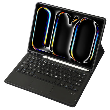 For iPad Pro 11 2024 A13B-A Lambskin Texture Bluetooth Touch Square Keyboard Leather Tablet Case with Pen Slot(Black) - For iPad Pro by buy2fix | Online Shopping UK | buy2fix