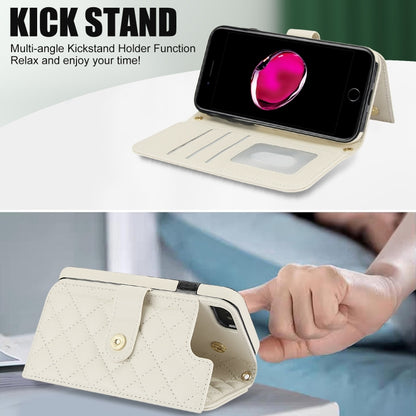 For iPhone 7 / 8 / SE 2022 Crossbody Multifunction Rhombic Leather Phone Case(White) - iPhone SE 2022 / 2020 / 8 / 7 Cases by buy2fix | Online Shopping UK | buy2fix