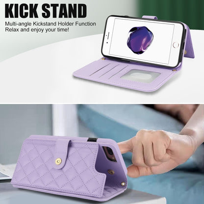 For iPhone 7 Plus / 8 Plus Crossbody Multifunction Rhombic Leather Phone Case(Purple) - More iPhone Cases by buy2fix | Online Shopping UK | buy2fix