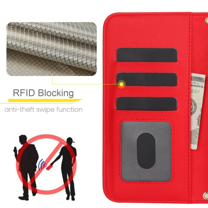 For iPhone 16 Pro Max Crossbody Multifunction Rhombic Leather Phone Case(Red) - iPhone 16 Pro Max Cases by buy2fix | Online Shopping UK | buy2fix