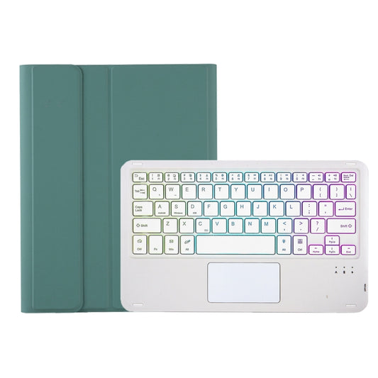 For iPad Pro 11 2024 A13B-AS Lambskin Texture Backlight Bluetooth Touch Keyboard Leather Tablet Case with Pen Slot(Dark Green) - For iPad Pro by buy2fix | Online Shopping UK | buy2fix