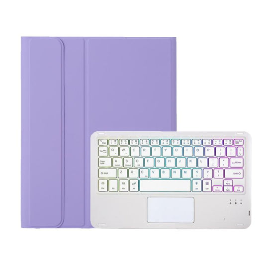 For iPad Pro 11 2024 A13B-AS Lambskin Texture Backlight Bluetooth Touch Keyboard Leather Tablet Case with Pen Slot(Lilac) - For iPad Pro by buy2fix | Online Shopping UK | buy2fix