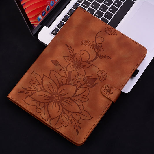 For Huawei MatePad SE 11 2024 Lily Embossed Leather Tablet Case(Brown) - Huawei by buy2fix | Online Shopping UK | buy2fix