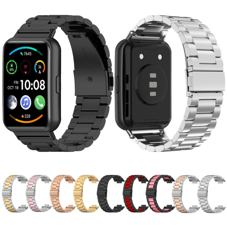 For Huawei Watch Fit 3 Three Bead Stainless Steel Metal Watch Band(Silver) by buy2fix