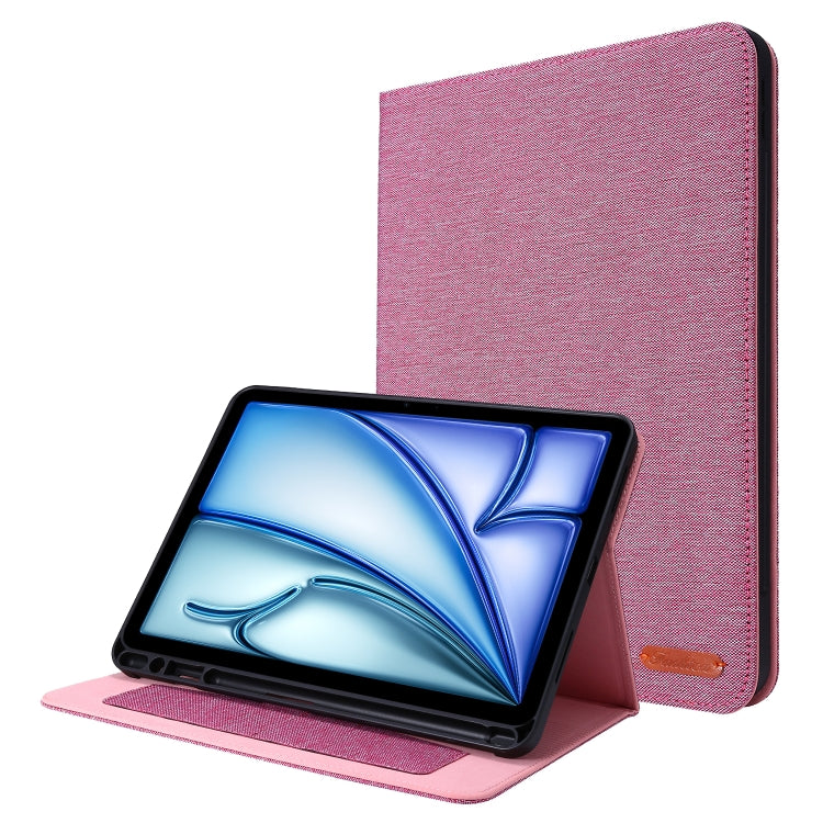 For iPad Air 11 2025 / 2024 Fabric Leather Tablet Case(Rose Red) - iPad Air 11 2025 / 2024 Cases by buy2fix | Online Shopping UK | buy2fix