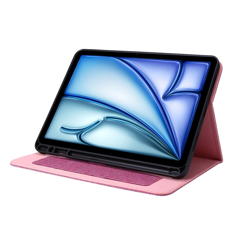 For iPad Air 11 2025 / 2024 Fabric Leather Tablet Case(Rose Red) - iPad Air 11 2025 / 2024 Cases by buy2fix | Online Shopping UK | buy2fix