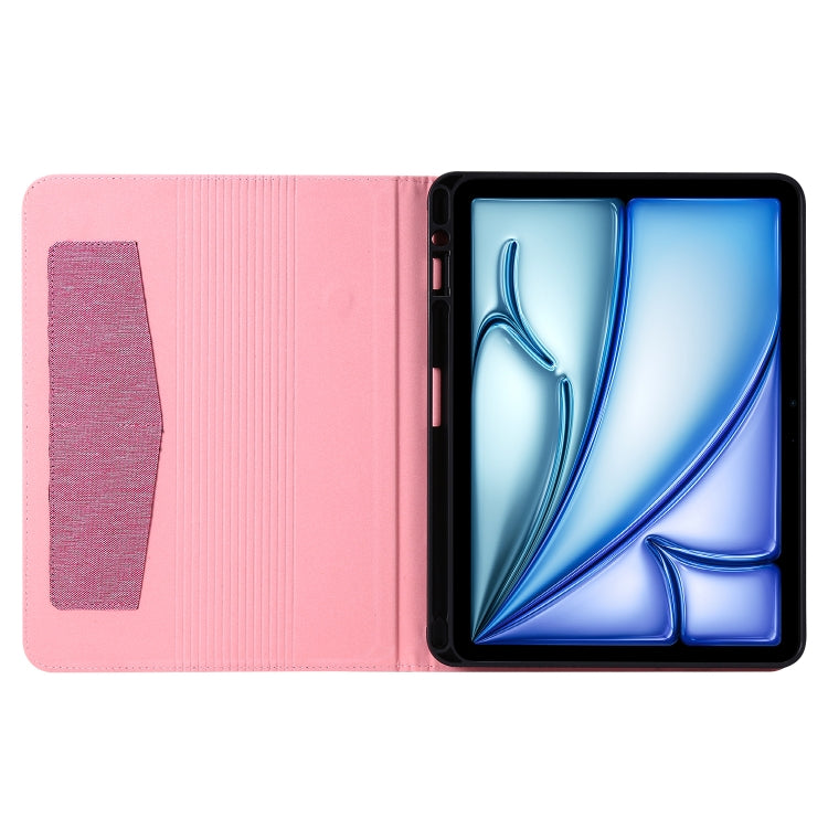 For iPad Air 11 2025 / 2024 Fabric Leather Tablet Case(Rose Red) - iPad Air 11 2025 / 2024 Cases by buy2fix | Online Shopping UK | buy2fix
