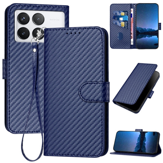 For Xiaomi Redmi K70 / K70 Pro YX0070 Carbon Fiber Buckle Leather Phone Case with Lanyard(Royal Blue) - Xiaomi Cases by buy2fix | Online Shopping UK | buy2fix