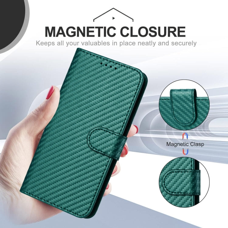 For Xiaomi Redmi K70 / K70 Pro YX0070 Carbon Fiber Buckle Leather Phone Case with Lanyard(Dark Green) by buy2fix