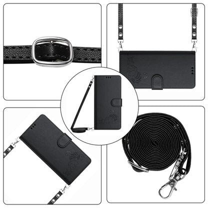 For OnePlus Nord CE4 5G Cat Rat Embossed Pattern RFID Leather Phone Case with Lanyard(Black) - OnePlus Cases by buy2fix | Online Shopping UK | buy2fix