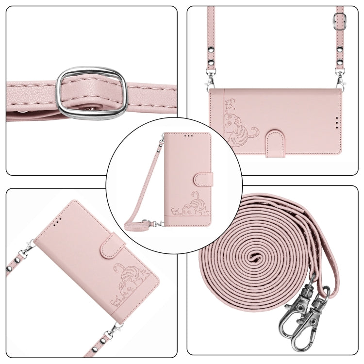 For OnePlus Nord CE3 5G India Cat Rat Embossed Pattern RFID Leather Phone Case with Lanyard(Pink) - OnePlus Cases by buy2fix | Online Shopping UK | buy2fix