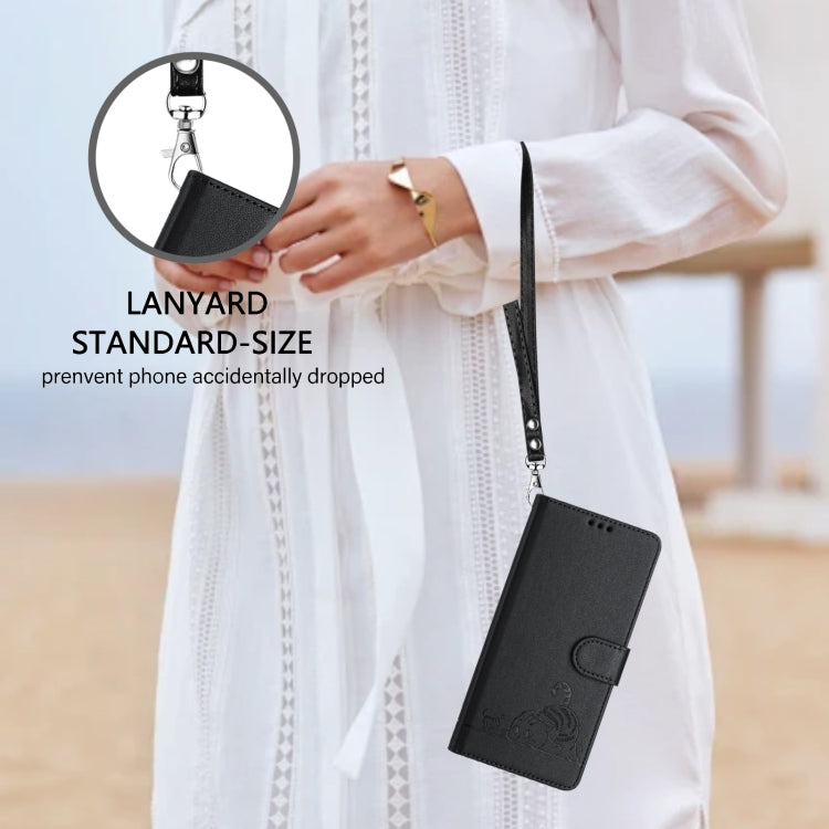 For OnePlus Nord N30 SE 5G Cat Rat Embossed Pattern RFID Leather Phone Case with Lanyard(Black) - OnePlus Cases by buy2fix | Online Shopping UK | buy2fix
