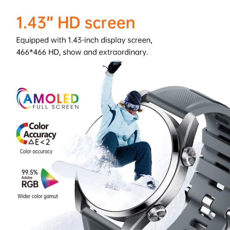 WS-11 1.43 inch IP67 Sport Smart Watch, Support Bluetooth Call / Sleep / Blood Oxygen / Heart Rate / Blood Pressure Health Monitor(Silver) by buy2fix