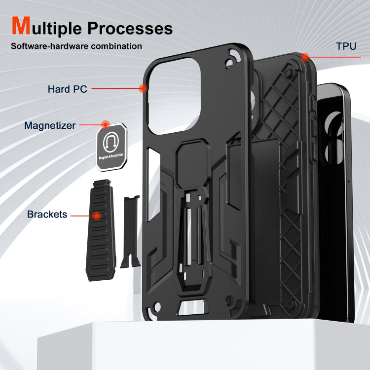 For Motorola Moto G Power 2024 Shockproof Holder Phone Case(Black) by buy2fix