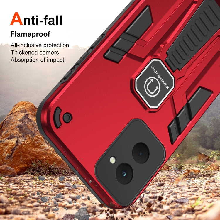 For Motorola Moto G Power 2024 Shockproof Holder Phone Case(Red) by buy2fix