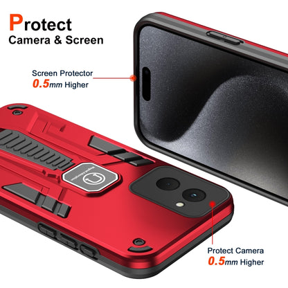 For Motorola Moto G Power 2024 Shockproof Holder Phone Case(Red) by buy2fix